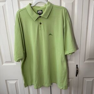 Tommy Bahama Green Polo Shirt 100% Cotton Short Sleeve Collared Mens Size XL